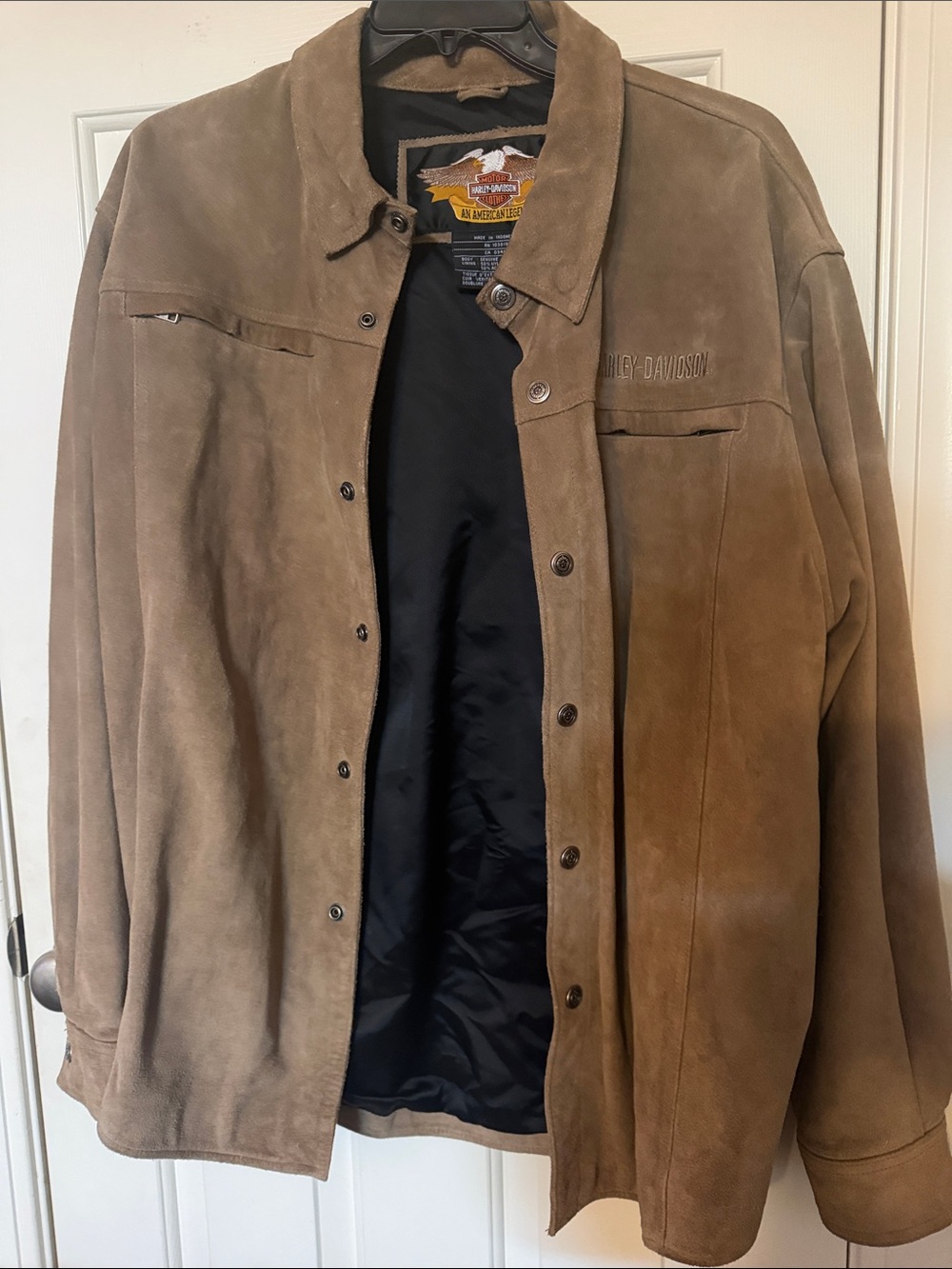 Harley-Davidson Brown Suede Shirt Jacket with Black Lining